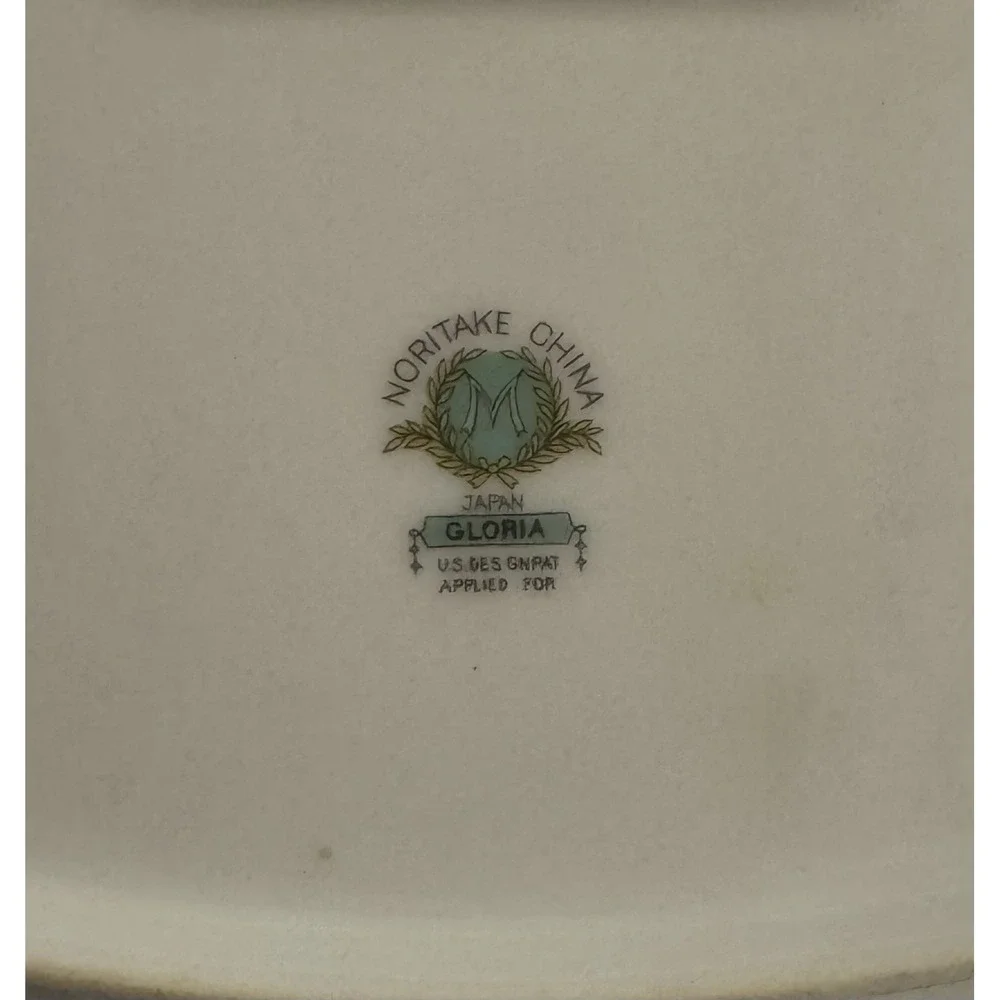 1933 Vintage Noritake Gloria 13 1/2 in Oval Sewrving Platter Green Yellow Floral